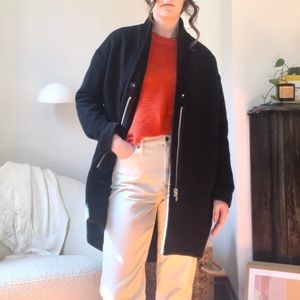 & Other Stories Black Wool Cocoon Coat